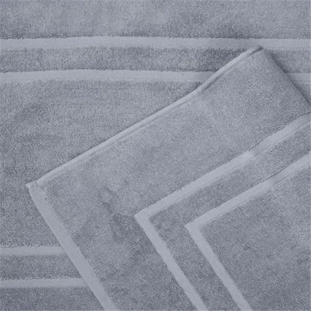 2 Piece Cotton Terry Bath Mats 30x21 Soft Absorbent Washable Grey